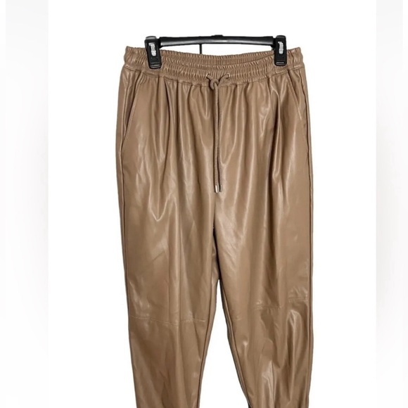 Women’s casual drawstring faux leather jogger pant with pockets Size XL NWT - Picture 4 of 5